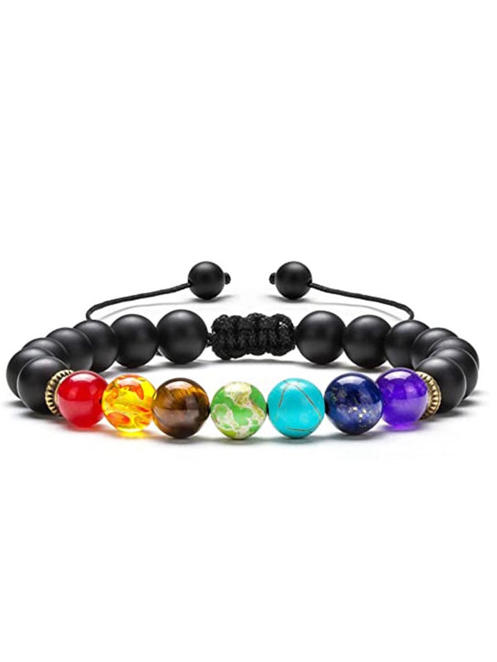 Rainbow Volcanic Stone Turquoise Tiger Eye Yoga Woven Bracelet