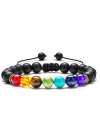Rainbow Volcanic Stone Turquoise Tiger Eye Yoga Woven Bracelet