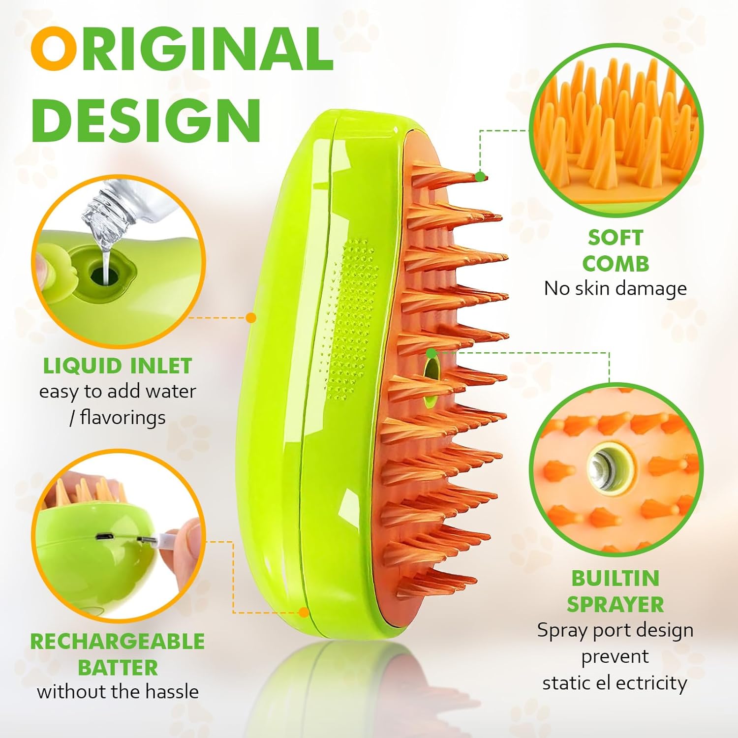 Cat Brush with Steam, 3-in-1 Steam Brush Cat Green Steamy Brush Cat Steam Brush for Cats with Spray Cat Brush with Water Cats Steam Brush Care Brush for Cats and Dogs for Hair Removal