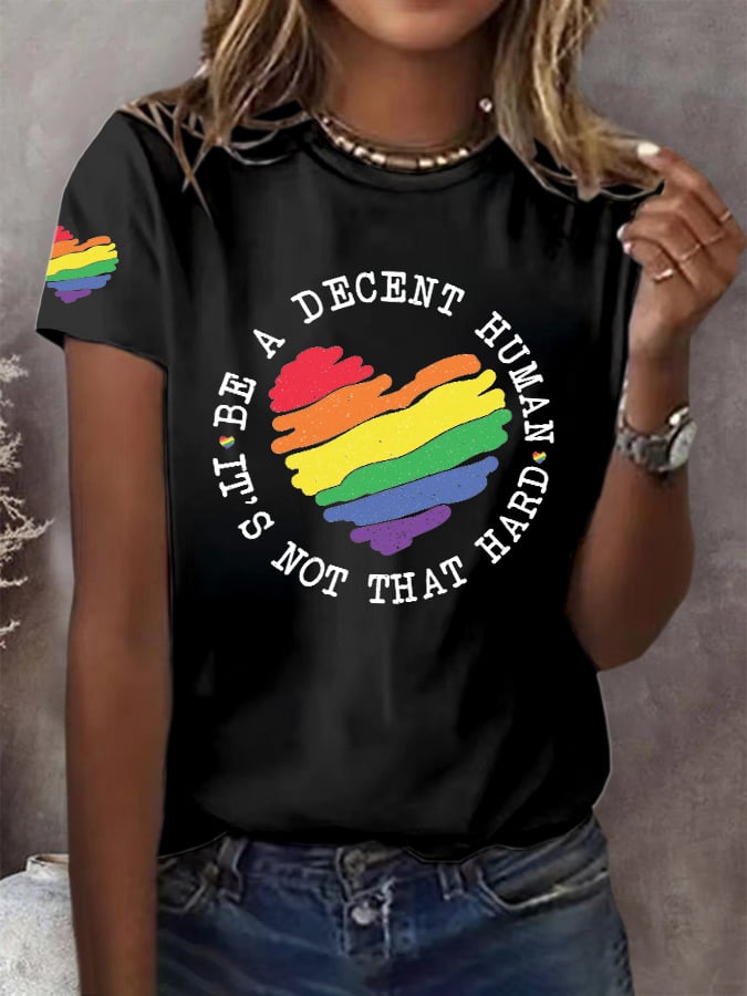 Retro It's Not That Hard To Be A Decent Human Print T-Shirt