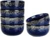 S&Q'S CERAMICS Cereal Bowls - 36 Ounce Ceramic Bowls, Japanese Noodle Bowl Set, Ceramic Bowls for Kitchen, Breakfast, Oatmeal, Microwave and Dishwasher Safe, [Set of 4], Dark Blue