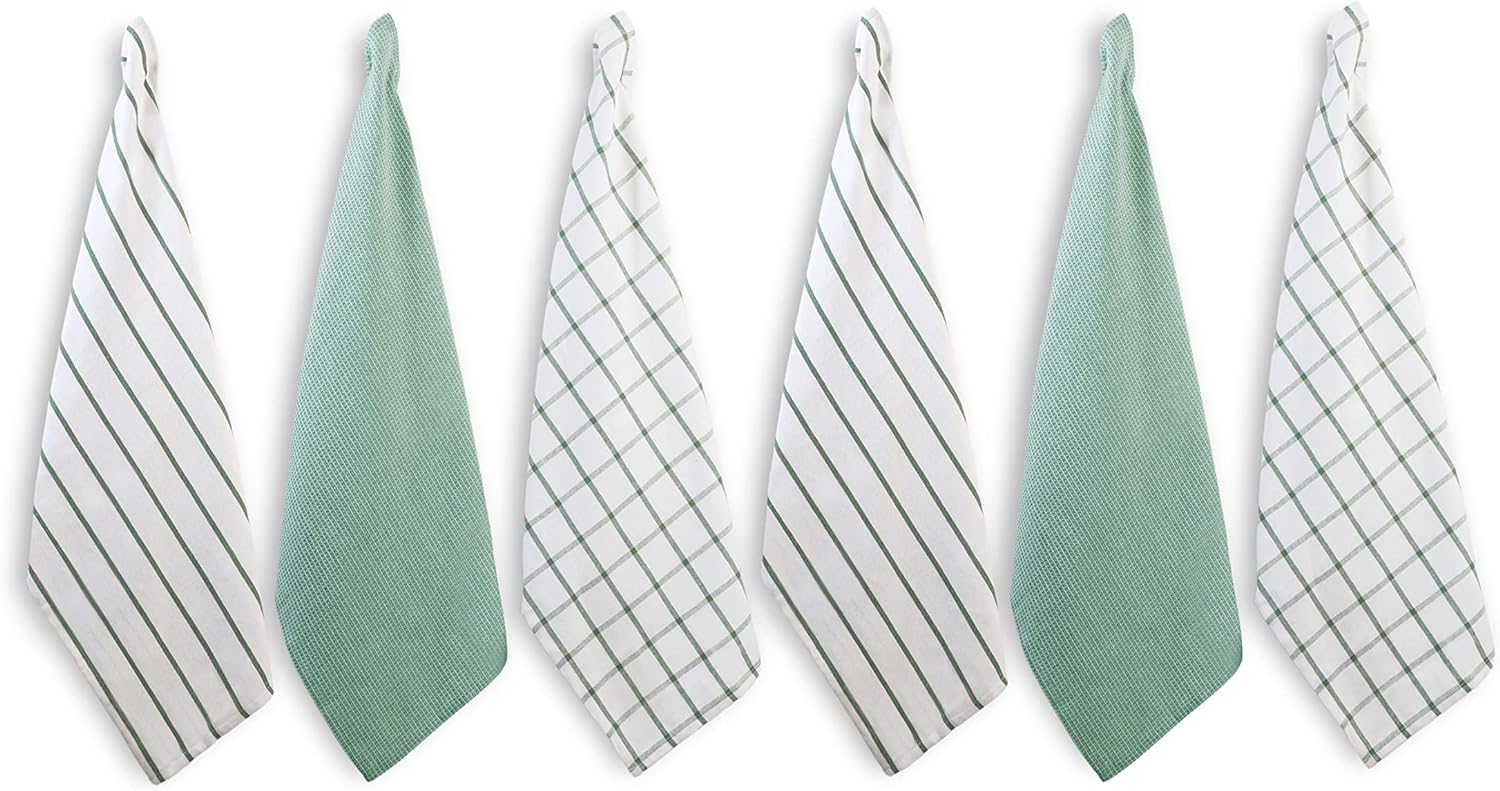 LANE LINEN Kitchen Towels Set - Pack of 6 Cotton Dish Towels for Drying Dishes, 18”x 28”, Kitchen Hand Towels, Absorbent Tea Towels, Dish Towels for Kitchen, Quick Drying Kitchen Towel Set - Olive