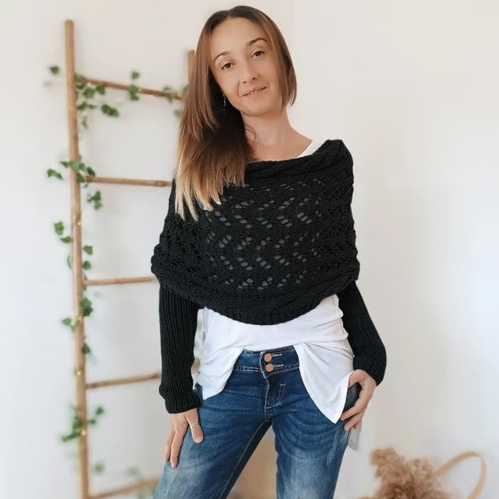🎁Letzter Tag 49 % Rabatt🔥Gestrickter Zopfmuster-Umhang, Bolero für Damen