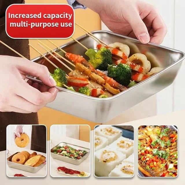 🔥Hot Sale 50% OFF🔥Stainless Steel Square Plate（With Lid）