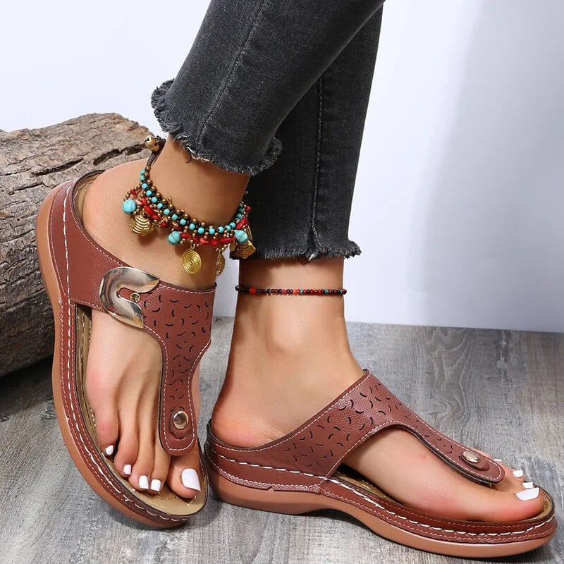 🔥Last Day 50% OFF🔥 - Roman style leather wedge shoes for women