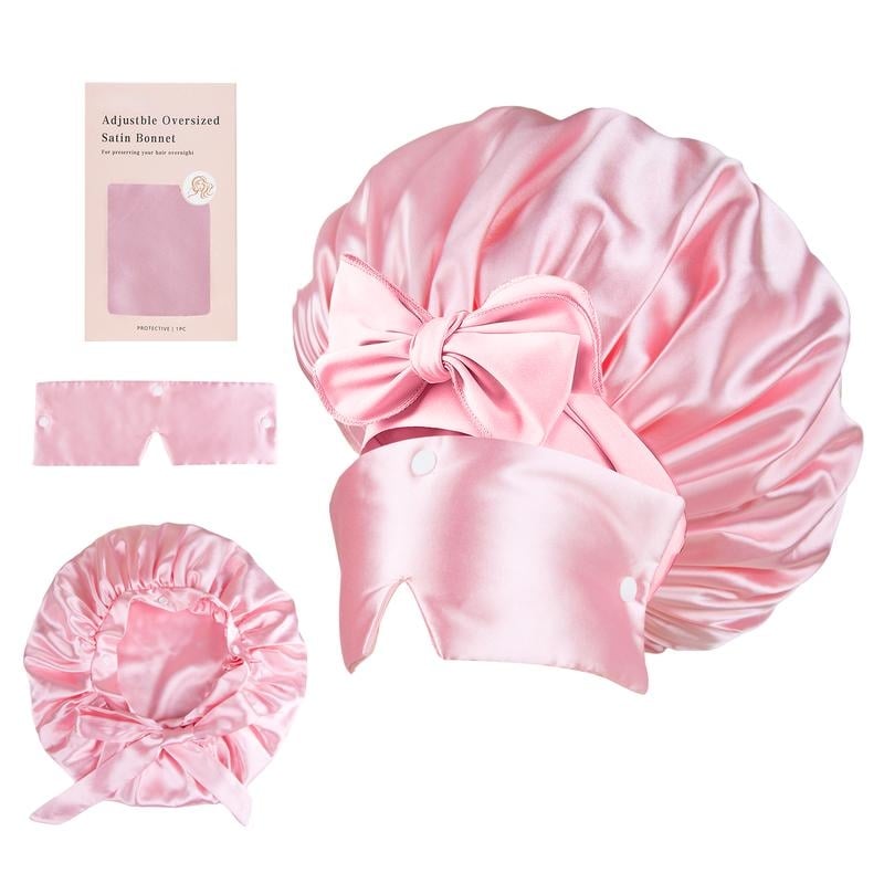 🍂TikTok Fall Mega Sale - 70% OFF🎉Satin Hair Bonnet for Sleeping with Detachable Eye Mask - Non-Slip Hair Wrap for Curly Hair