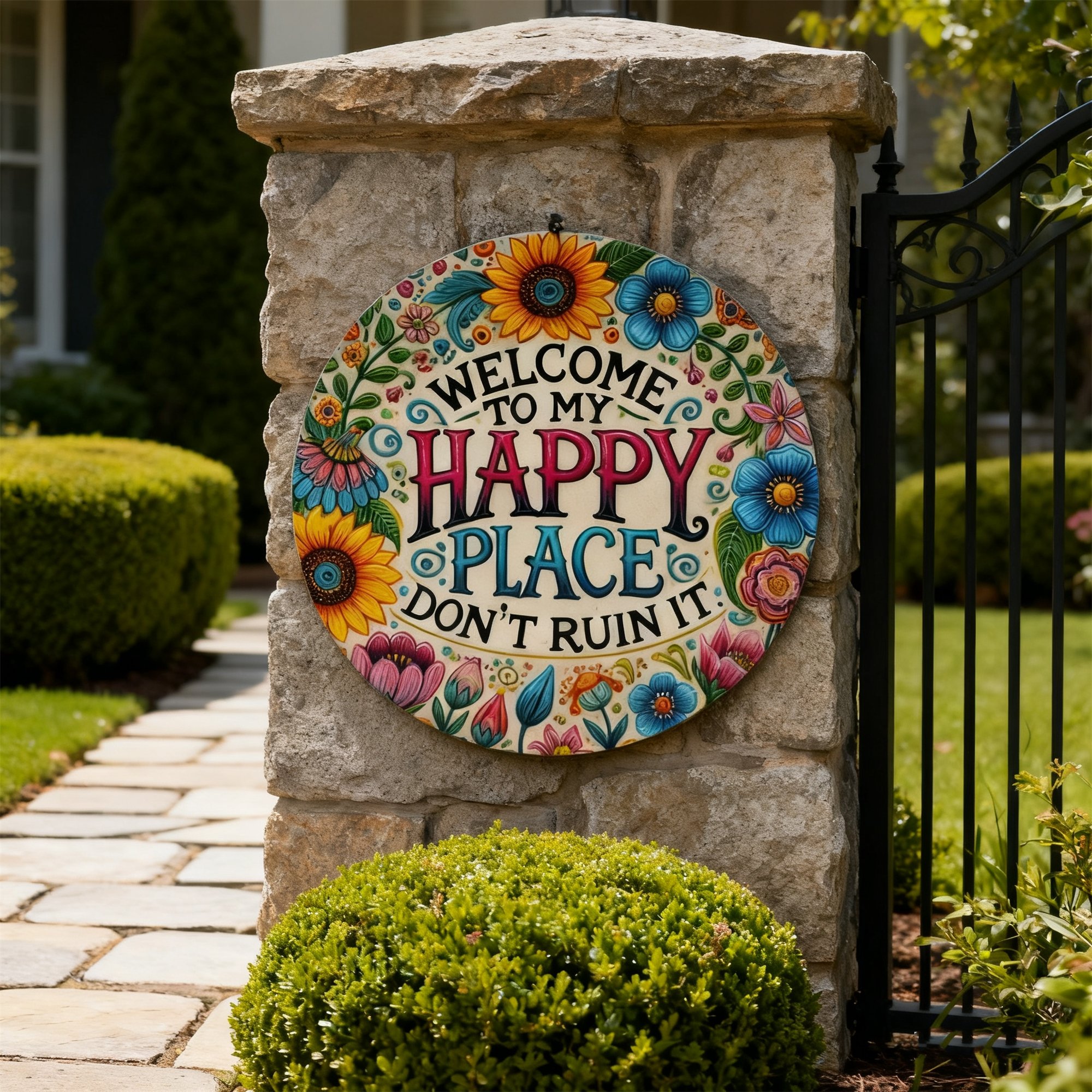 🎄TikTok Christmas Sale -70% OFF✨Welcome to My Happy Place – Metal Wall Sign