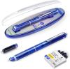 🎁TikTok Last Day Sale - 70% OFF🔥Fountain Pen Retractable:0.38mm Blue&Black Ink Transparent Barrel Includes 5 Refillable Ink Cartridges