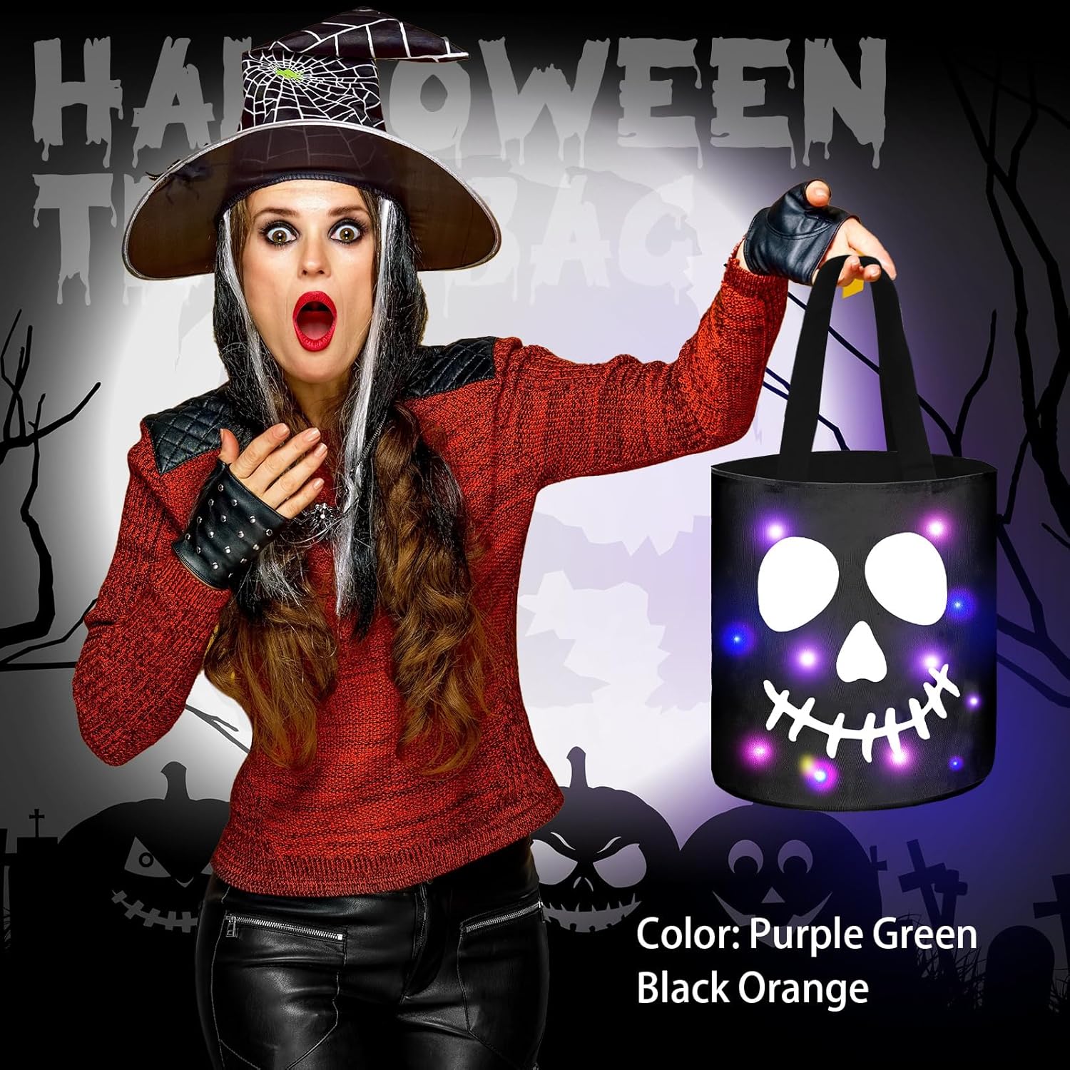 ⏰LAST DAY SALE 50% OFF💥Halloween Trick or Treat LED Bucket