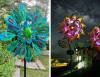 Solar-Powered Windmill with Colorful Fan Blades and Changing LED Light