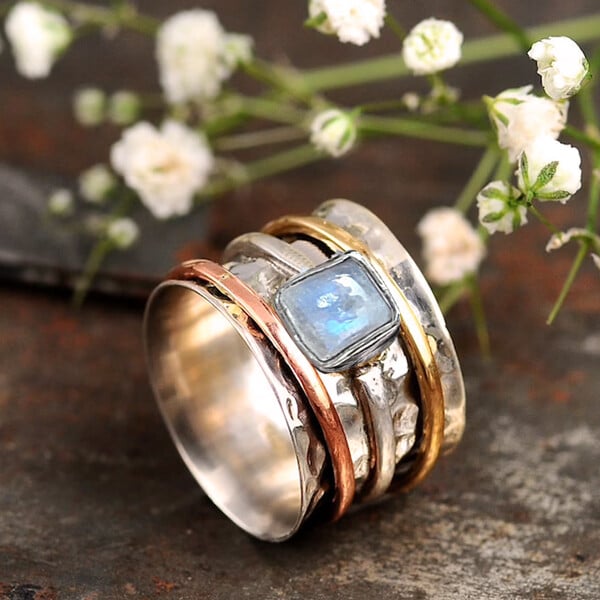 🔥 Last Day Promotion 75% OFF🎁Chunky Moonstone Meditation Silver Ring