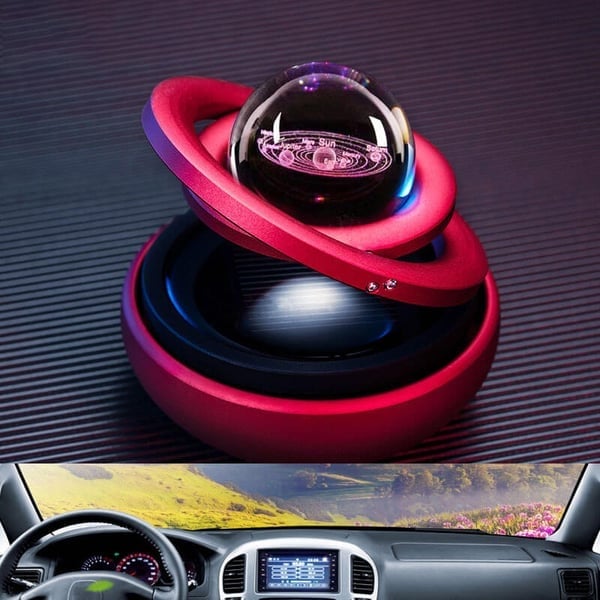 🔥NEW YEARS SALE 50% OFF🔥Solar Rotating Double Ring Suspension Car Aromatherapy Ornament🚗