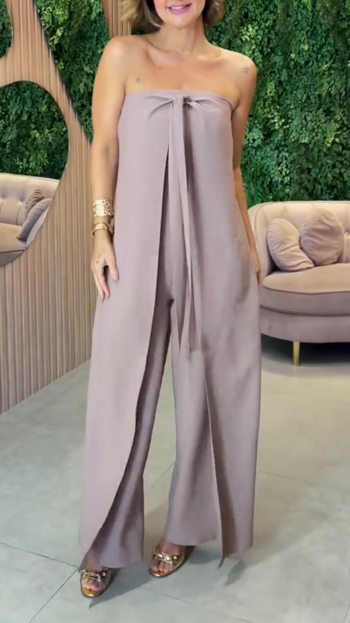 Women Often Wear Split Fake Two-piece Temperament Jumpsuit