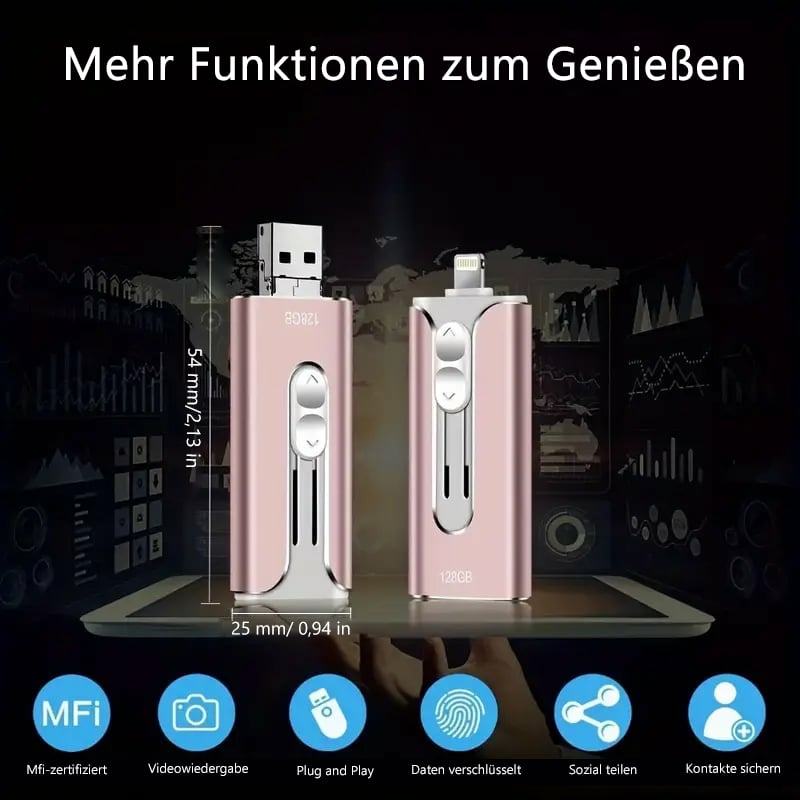 🏆Letzter Tag 49% Rabatt✨32 ~ 1TB Micro USB + 8 Pin + USB 3,0 4 in 1 Handy Computer U-Disk