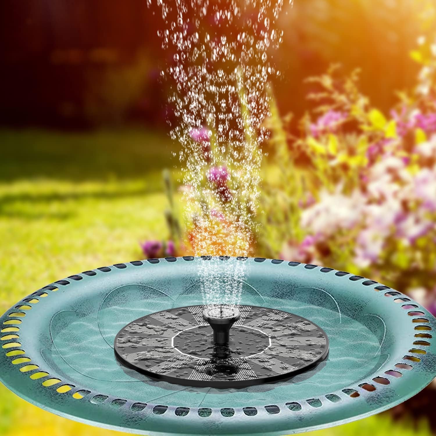 Solar Fountain Pond Pump for Outdoor Use with 6 Effects Solar Water Pump Solar Floating Fountain Pump for Garden Pond or Bird Bath Fish Container 1 W