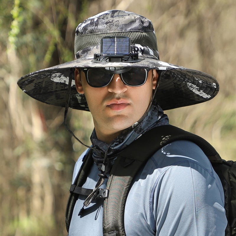 🔥Father's Day Sale 49% OFF - Wide Brim Solar Fan Outdoor Fishing Hat-Solar & USB Charging