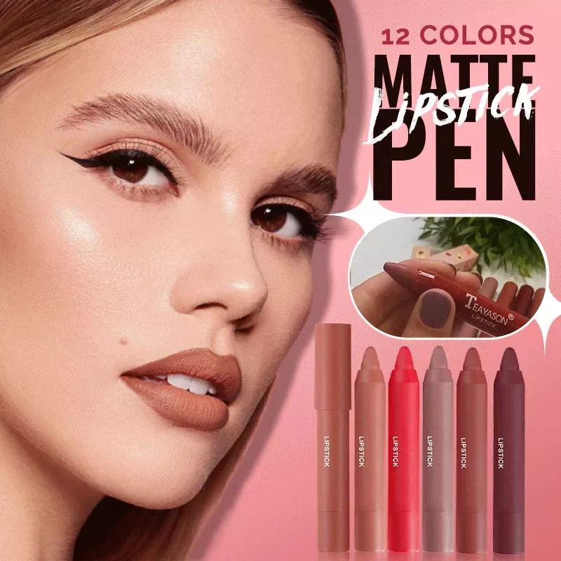 12 Color Rotating Sharpenable Matte Lipstick Pencils