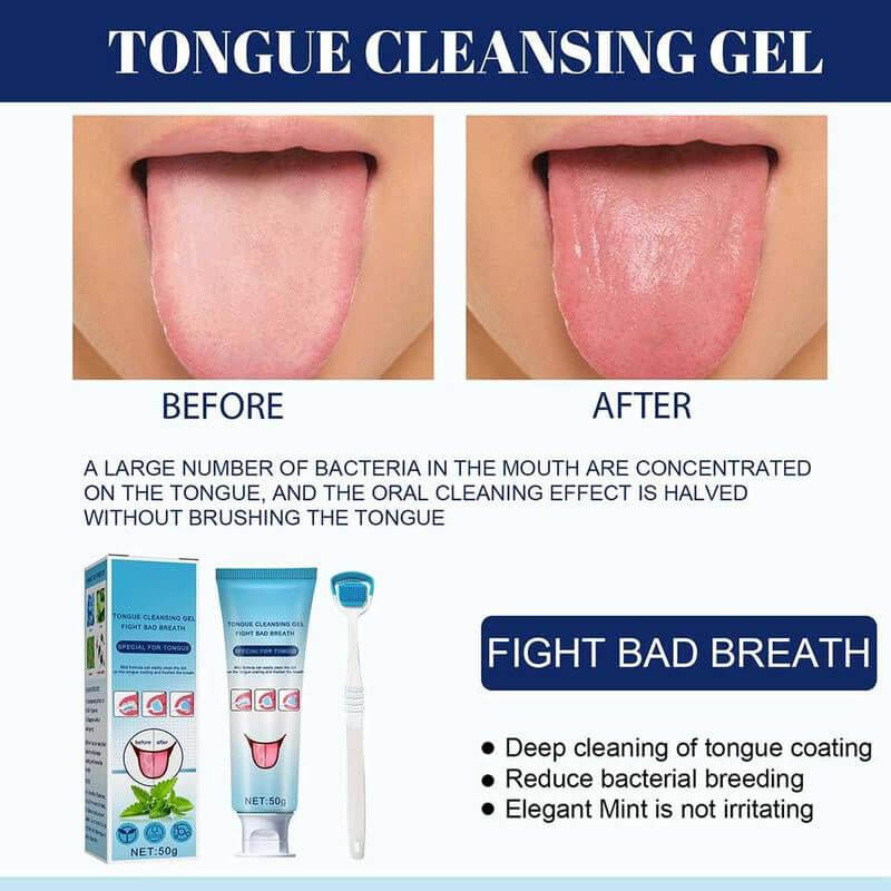 🔥Oral Hot Supplies-50% Off✨Tongue Cleaning Gel With Cleaner Brush✨(Buy 2 Get 1 Free)