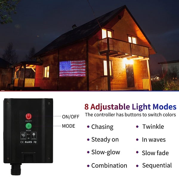 🔥Christmas Early Promotion🎅🎄 - Solar American Flag LED Lights