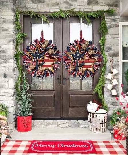 🏵100% Handmade American Patriotic Star Wreath(Mariana Smith Handmade®)