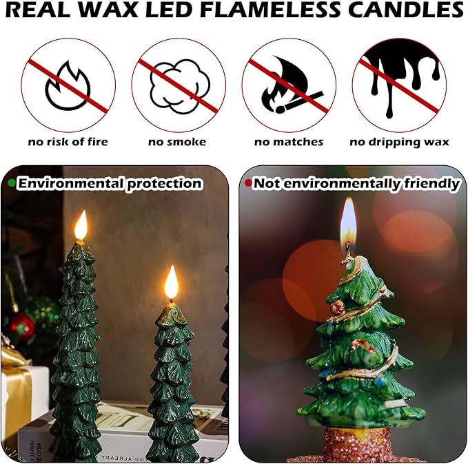 (🎄Early Christmas Sale - 49% OFF) ✨️Remote Control Christmas Tree Flameless Taper Candle