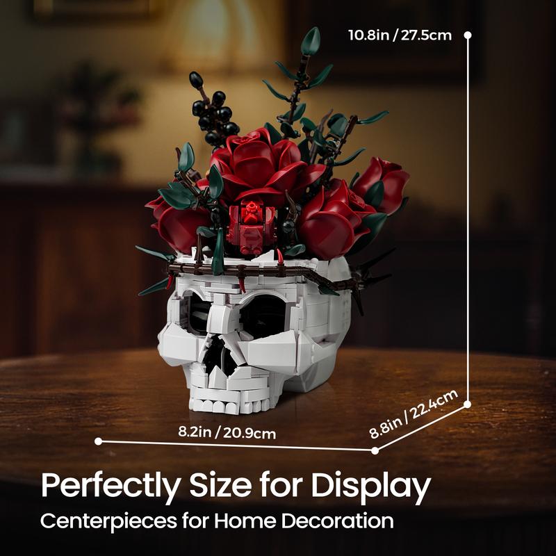 🎁TikTok Last Day Sale - 70% OFF💀🌹Gothic Skull Rose Building Set for Adults🎁Buy 2 Free Shipping