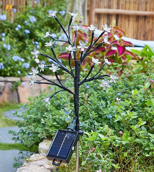 Outdoor Waterproof Cherry Blossom  Multicolor Solar Garden Lights