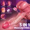5 In 1 Realistic Muscular Thrusting Rotation Dildo Wireless Control Vibrators With Suction Cup