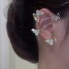 Vintage Crystal Butterfly Flower Ear Cuffs 2pcs Non-Pierced Sparkling Iced Out Rhinestone Butterfly Cartilage Climber Ear Wrap Prom Party Festival Ear Jewelry for Women
