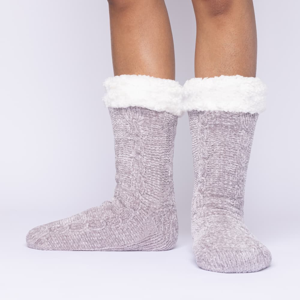 Women Fleece-Lined Non-Slip Thermal Slippers Socks