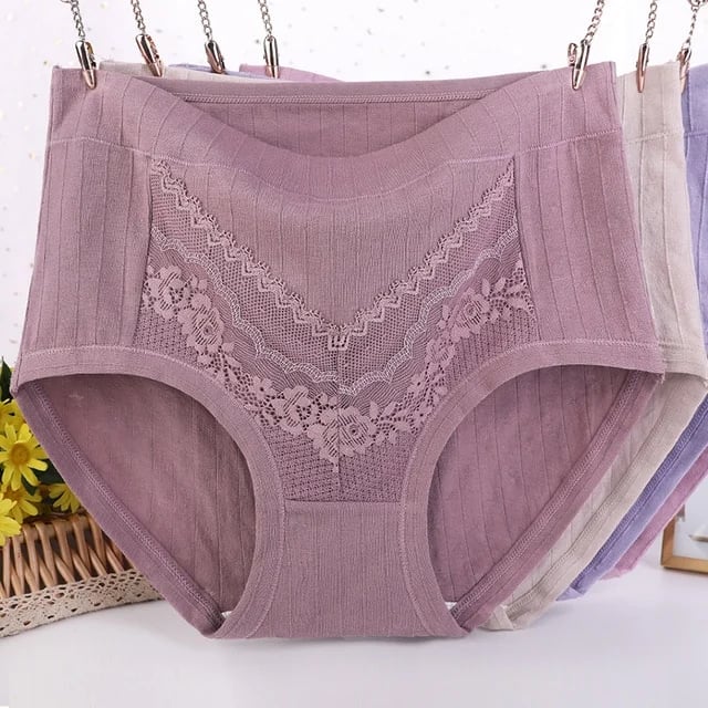 (🔥LAST DAY BUY 2 GET 1 FREE) 2023 Newest Large Size Hygroscopic Lace Cotton Underwear