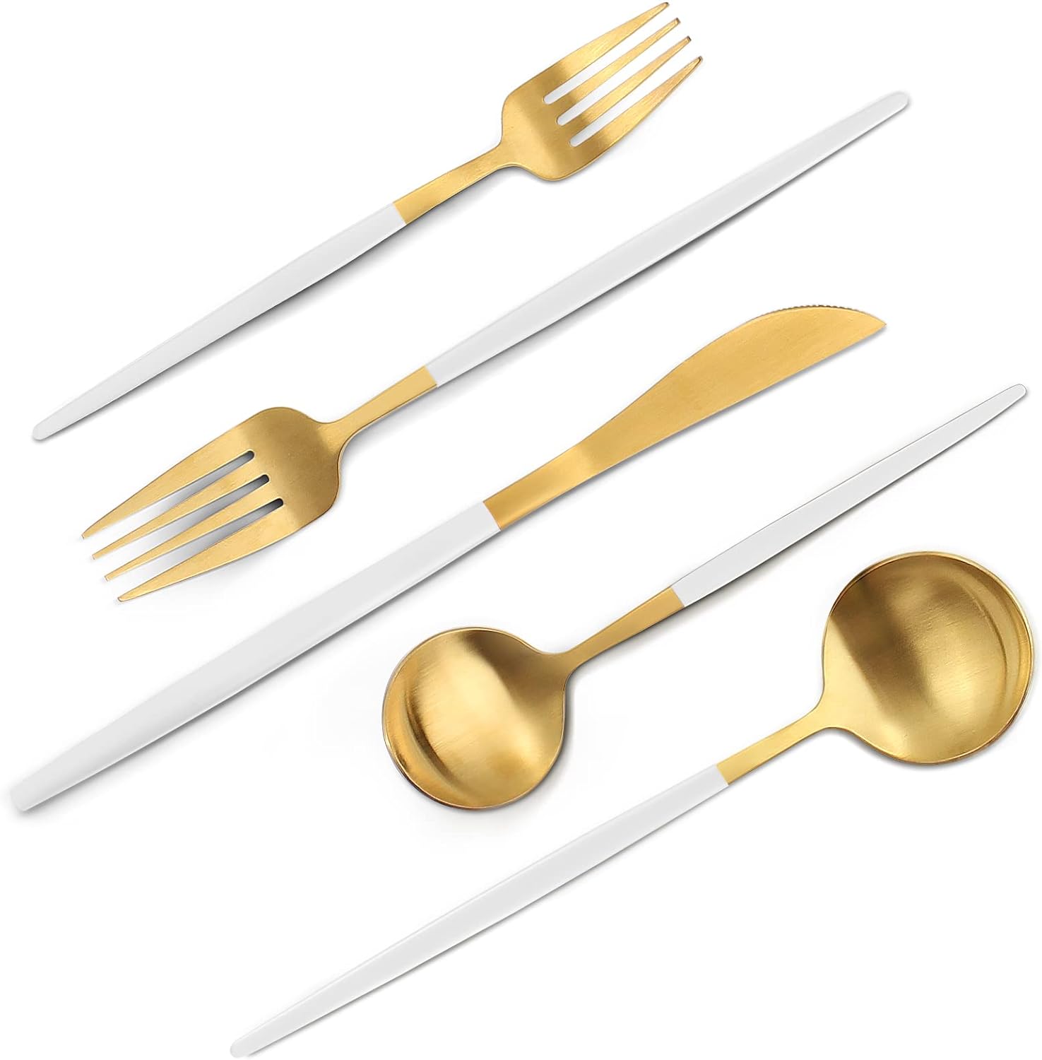 Matte Gold Silverware Set, VANVRO 40-Piece Stainless Steel Flatware Set, Satin Finish tableware Cutlery Set, Service for 8, Home and Restaurant, Dishwasher Safe