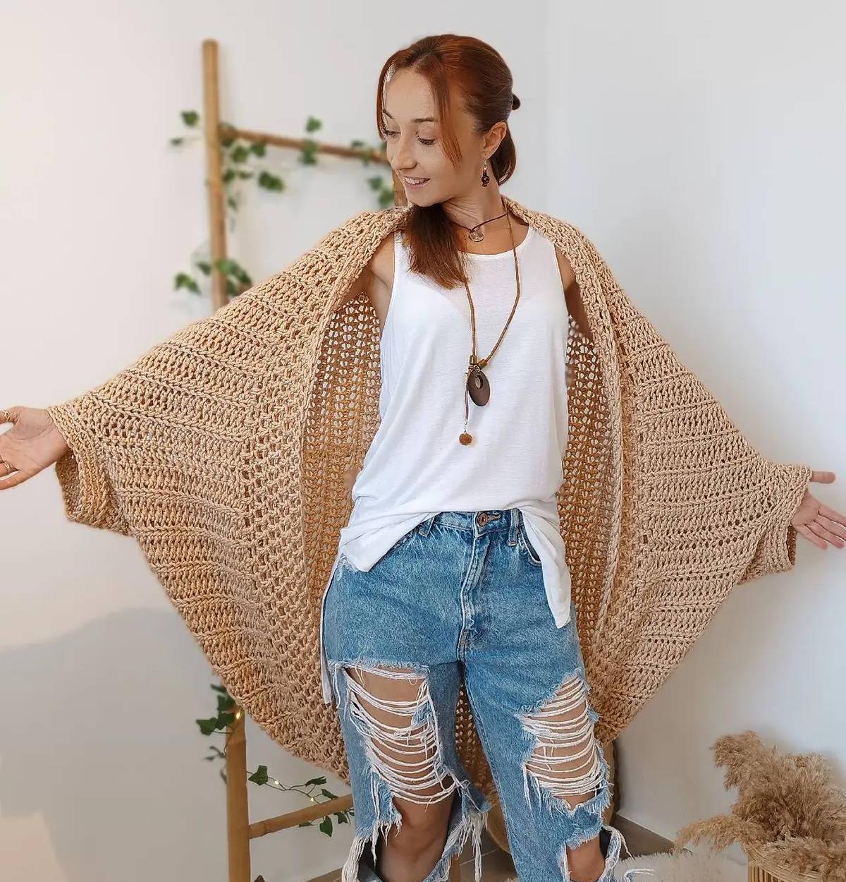 TikTok 🔥Last Day Promotion 48% OFF-🎁-Women's Crochet Cocoon Shrug Boho Shrug