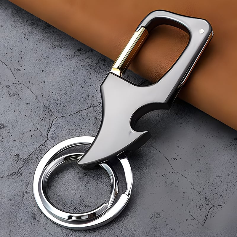 Multifunctional pendant bottle opener metal double ring key chain