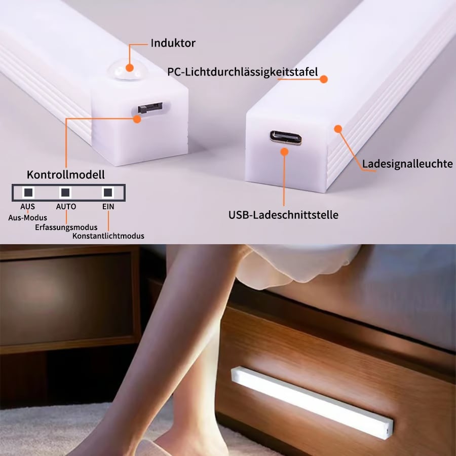 💡Bohrfreie intelligente Sensor magnetische aufladbare LED-Leuchte