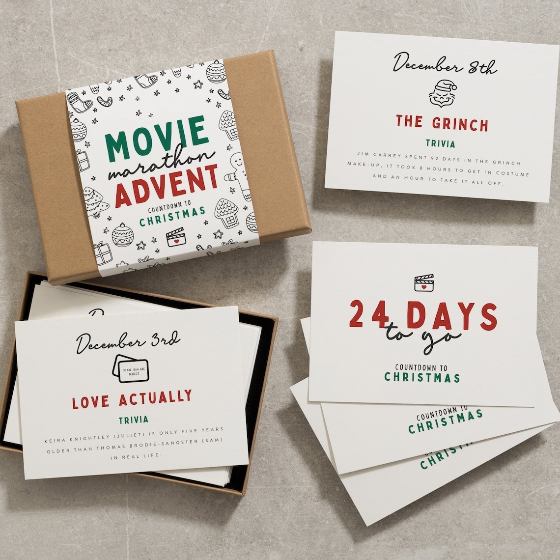 🎄Christmas Advent Calendar-🗃Twenty-Four Days Of Christmas Card Set