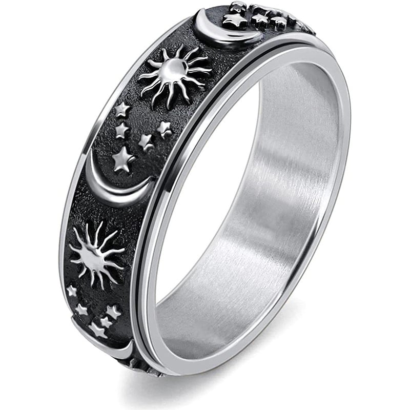 🎁Last Day Sale - 70% OFF🎉Sun, Moon, and Stars Anxiety Relief Spinner Ring for Couples💕