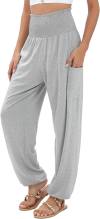 QIANXIZHAN Women's Harem Pants, High Waist Yoga Boho Trousers with Pockets