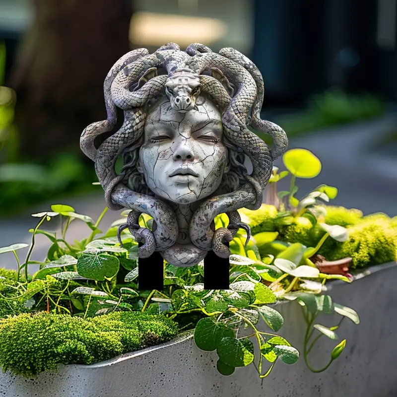 Medusa and Snake Garden Stake