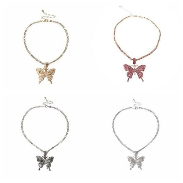LAST DAY 50%OFF - BUTTERFLY CRYSTAL PENDANT NECKLACE