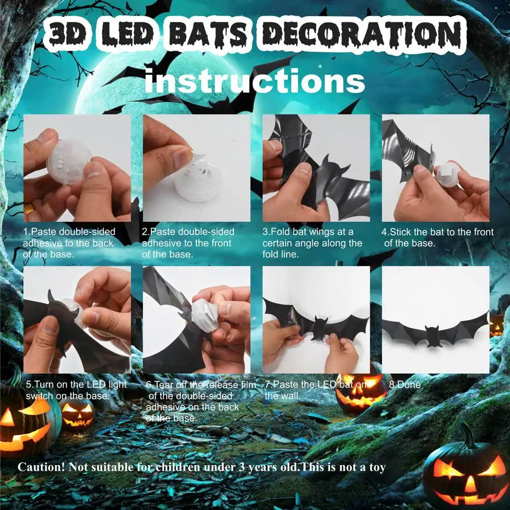 <strong>🔥Halloween Sale !!!</strong> 🦇3D LED Bat Halloween Lights