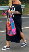 Women's Off-the-shoulder Peace Print Casual Dress