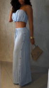 Ladies' Strapless Top+loose Pants Temperament Set