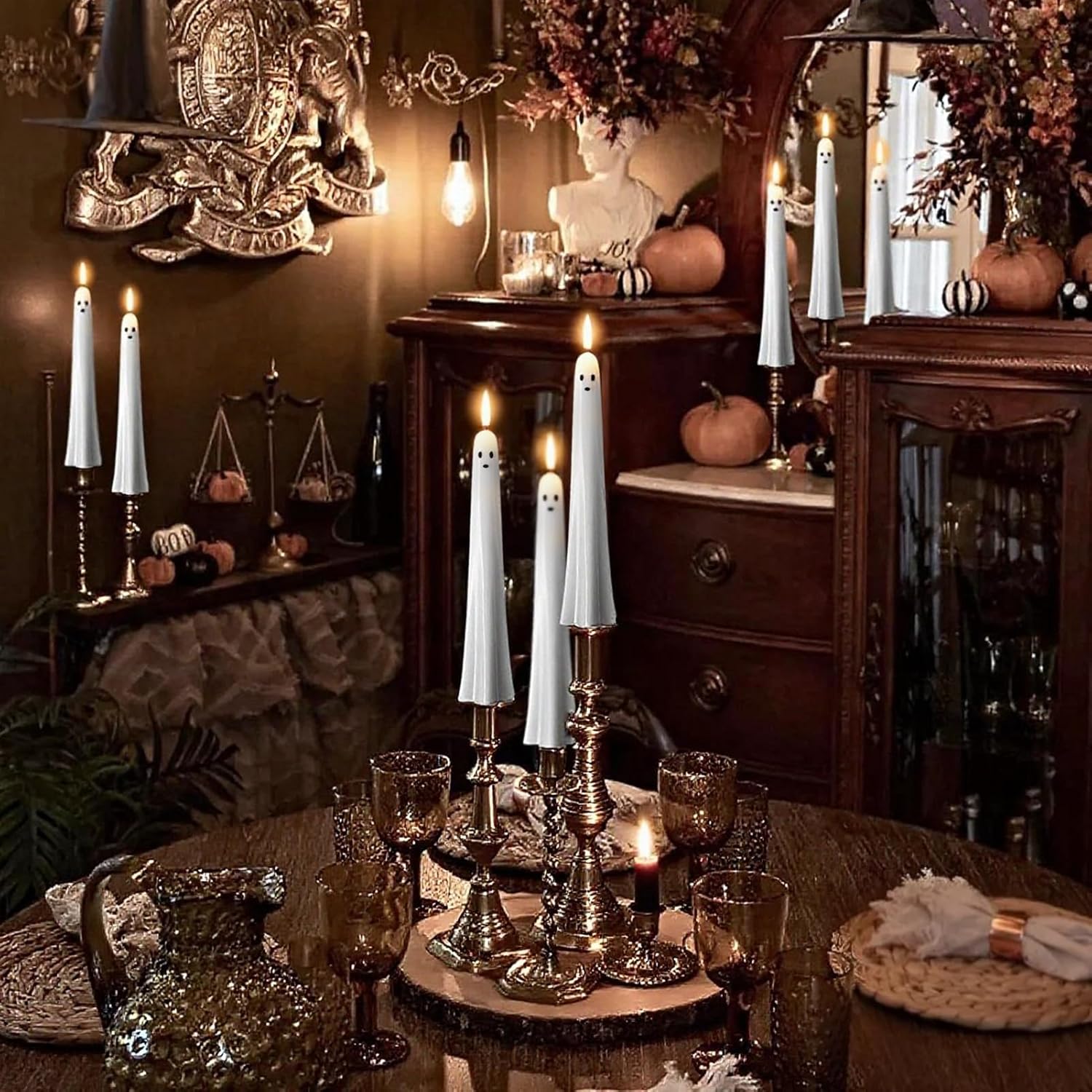 💥LAST DAY SALE 50% OFF👻Ghost Flameless Taper Candles with Remote and Timer