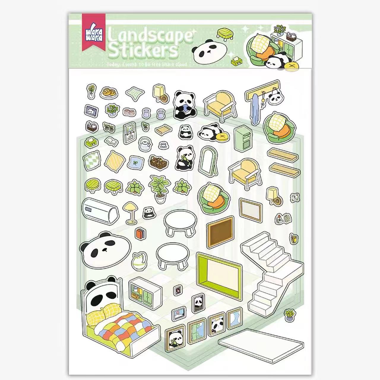 Sticker Play Scenes, Make A Grocery Store|Library|Buffet|Bakery|Bathroom|Panda Room