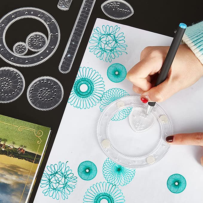 Spiral Art Clear Gear Geometric Ruler (22 Pcs)