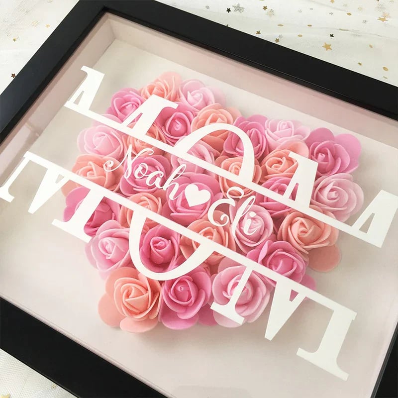 BUY 2 FREE SHIPPING-Personalized Mom Flower Shadow Box With Name For Mother's Day