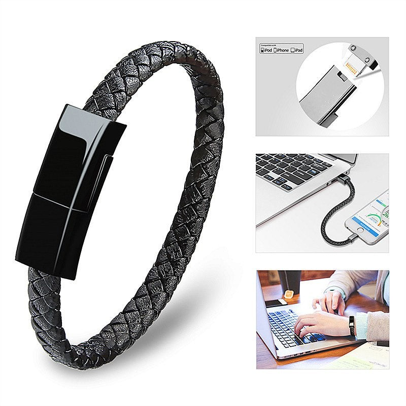 (🎄Christmas Big Sale -50% OFF)Portable Leather USB Bracelet Charging Cable