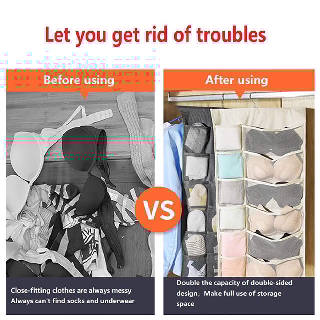 (🔥LAST DAY PROMOTION - SAVE 49% OFF)Dual Sided Wall Shelf Wardrobe Storage Bags-Buy 2 Get 1 Free