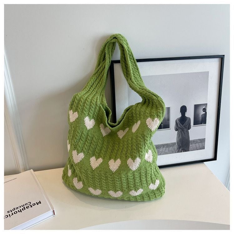 🔥 Last Day Promotion 50% OFF 🎒 Dopamine Love knit bag Knitted wool bag large capacity shopping bag - Buy 2 Get Free Shipping